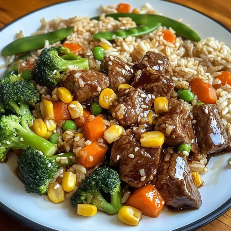 Beef Stir-Fry with Vegetables and Fried Rice