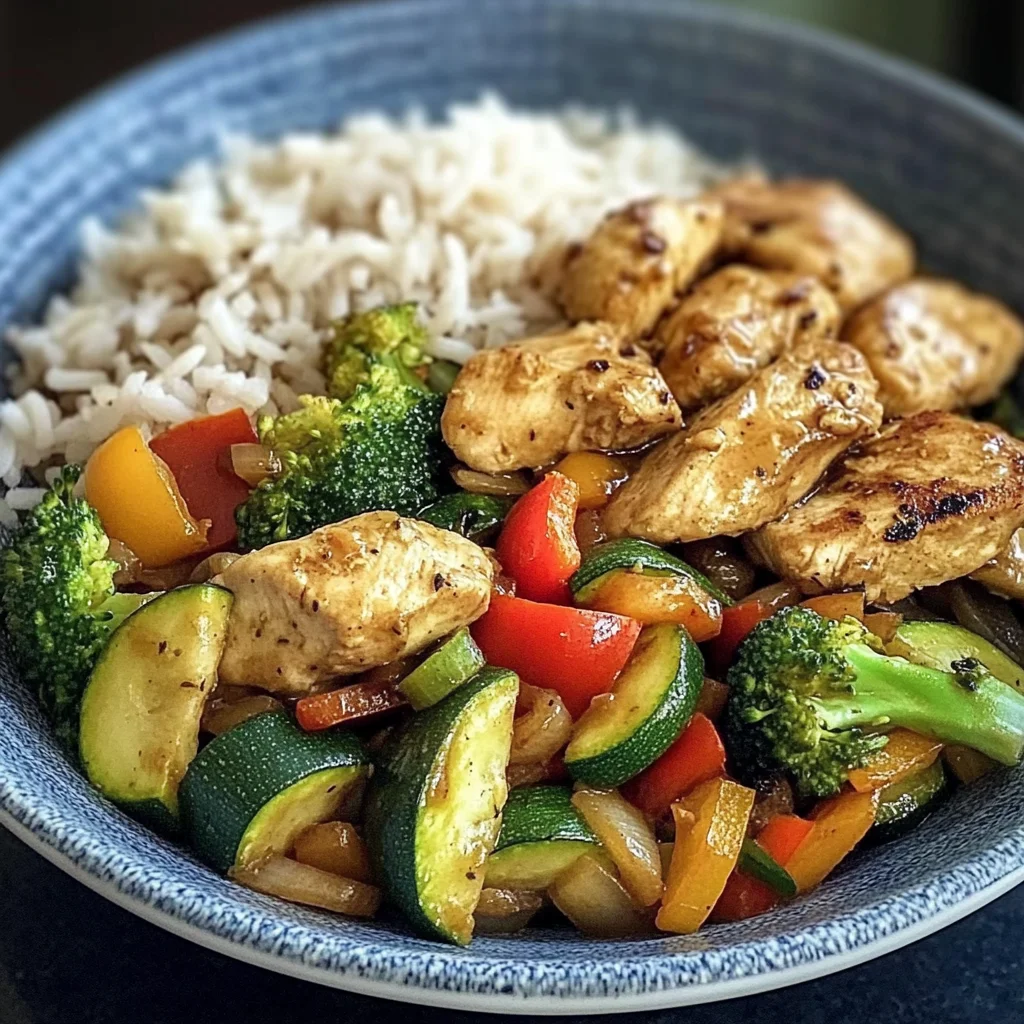 Chicken Veggie Stir-Fry with Brown Rice Bowl