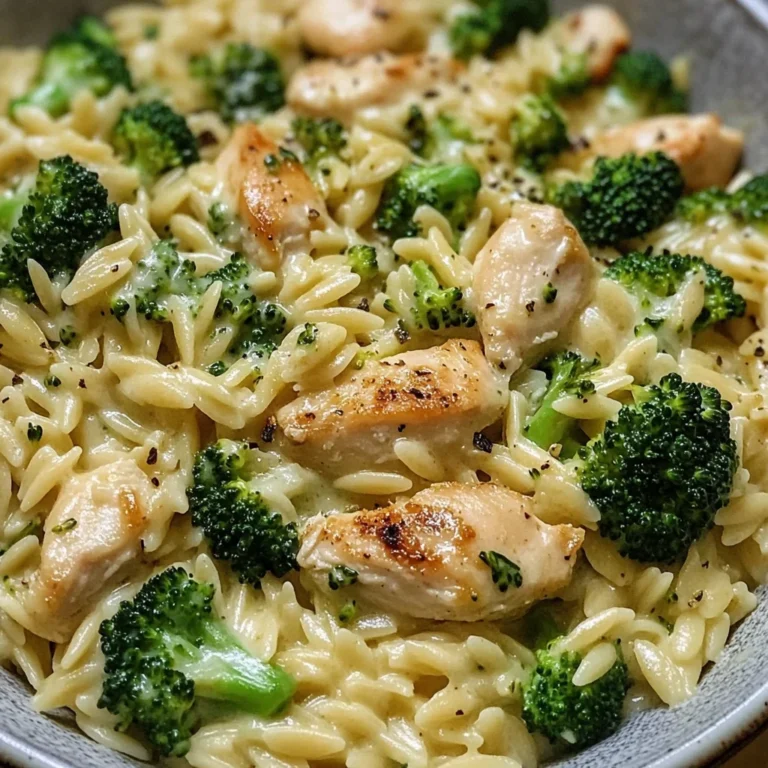 Creamy Garlic Parmesan Orzo with Chicken & Broccoli