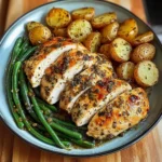 One-Pan Garlic Herb Chicken with Crispy Potatoes & Green Beans