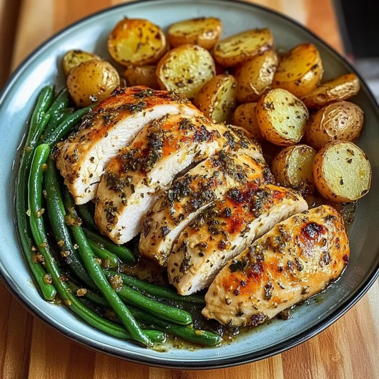 One-Pan Garlic Herb Chicken with Crispy Potatoes & Green Beans