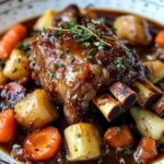 Red Wine Braised Lamb Shank with Root Vegetables