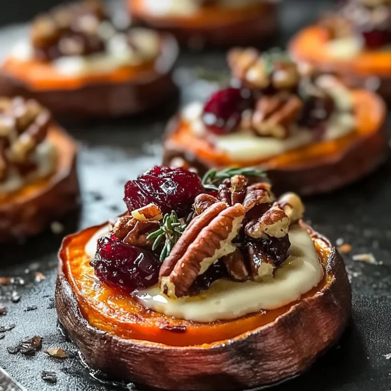 Sweet Potato Rounds with Brie, Cranberry & Pecans