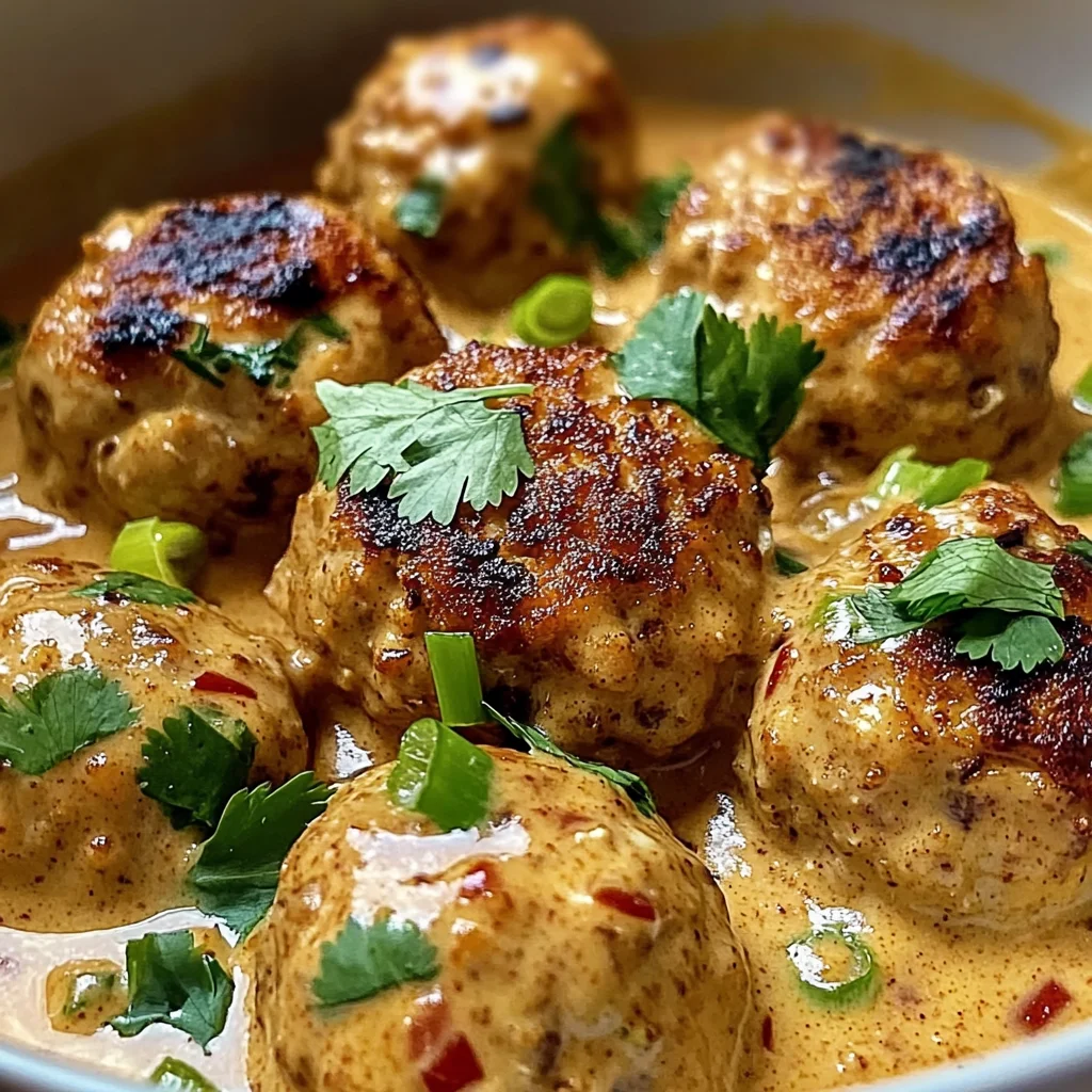 Thai Chicken Meatballs in Coconut Curry Sauce