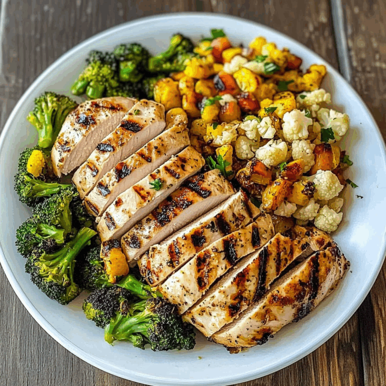 Grilled Chicken with Veggie Rice & Roasted Broccoli-Cauliflower