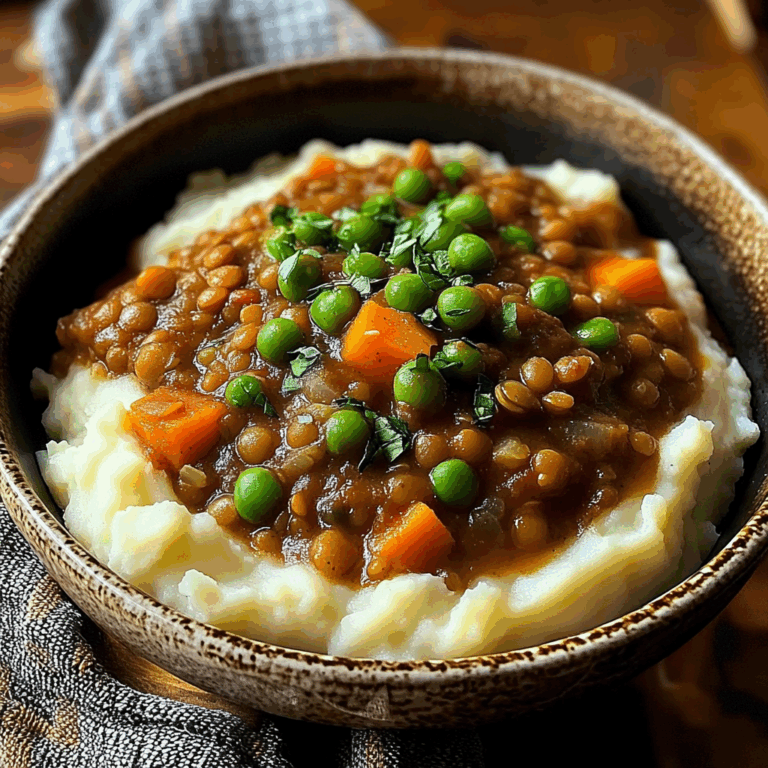 Lentil Stew Over Mashed Potatoes