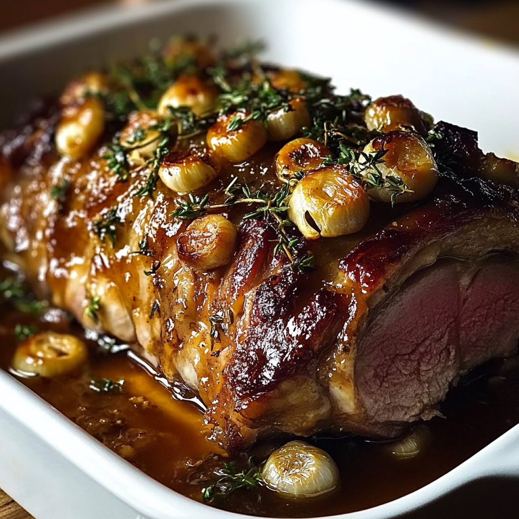 Slow-Roasted Lamb Shoulder with Honey-Garlic Mustard Glaze