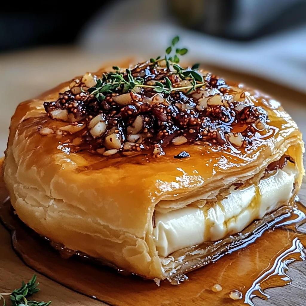 Baked Brie in Puff Pastry with Honey and Fig