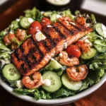 Blackened Salmon & Shrimp Salad