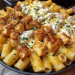 Creamy Cajun Garlic Butter Chicken Rigatoni with Mozzarella & Parmesan