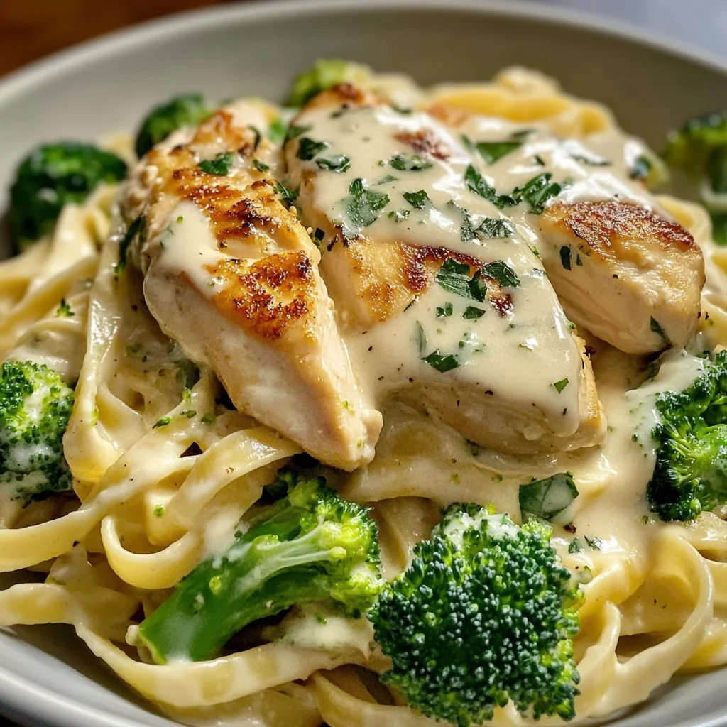 Creamy Chicken Alfredo with Broccoli & Fettuccine