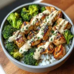 Creamy Garlic Chicken Bowl with Broccoli & Rice