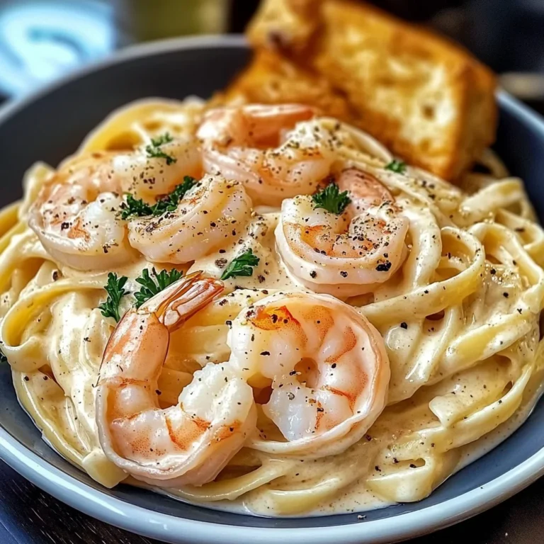 Creamy Garlic Shrimp Alfredo Pasta