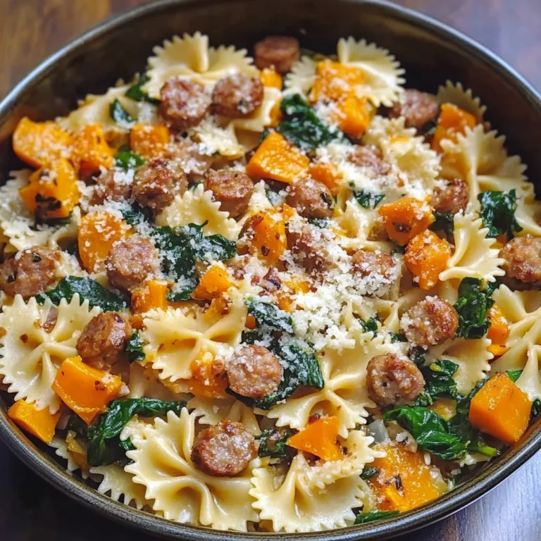 Creamy Roasted Butternut Squash Pasta with Sausage and Spinach