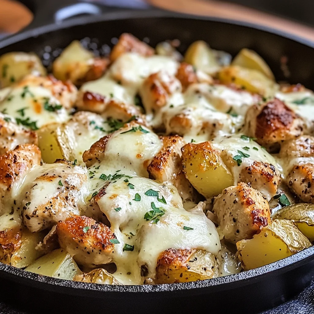 Garlic Parmesan Chicken and Potatoes Skillet
