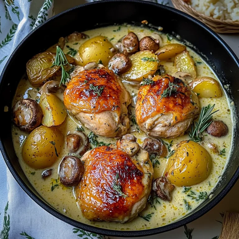 Herb Roasted Chicken in Creamy White Wine Sauce