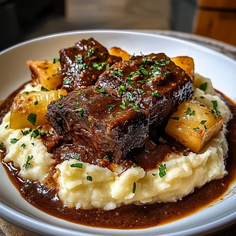 Red Wine Braised Beef Short Ribs with Buttery Mashed Potatoes