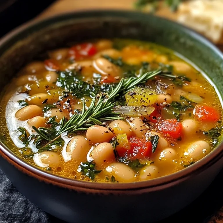 Rustic Tuscan Bean Soup with Fresh Herbs