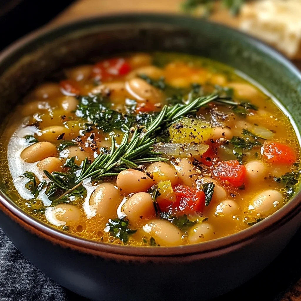 Rustic Tuscan Bean Soup with Fresh Herbs