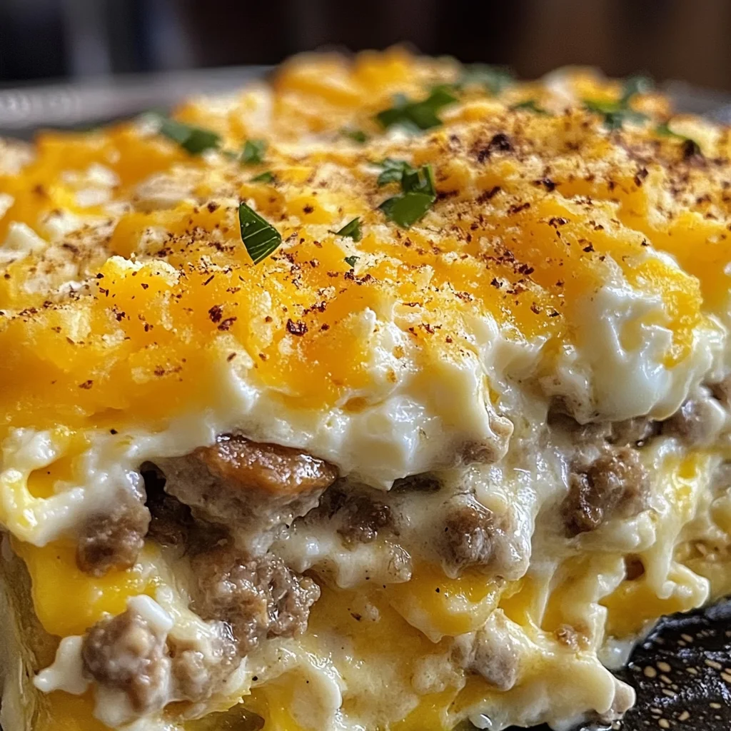 Sausage, Egg, and Cream Cheese Hashbrown Casserole