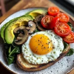 Savory Breakfast Plate with Mushrooms & Avocado