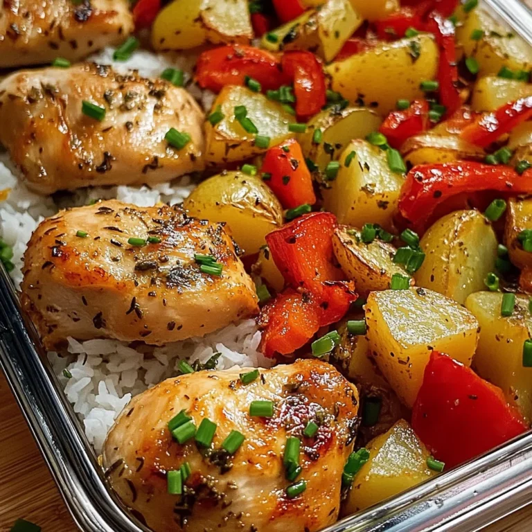 Savory Herb Chicken with Roasted Potatoes, Bell Peppers & Steamed Rice