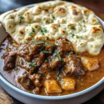 Slow-Cooked Beef Curry with Buttery Garlic Naan