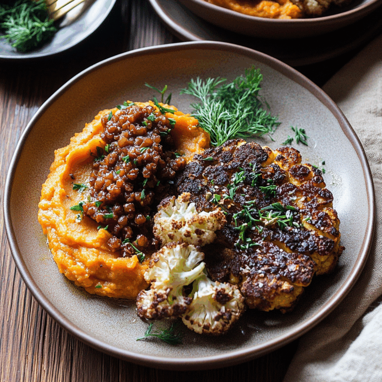Steak de Chou-Fleur Vegan au Four & Purée de Patate Douce / Vegan Cauliflower Steak & Mashed Sweet Potatoes